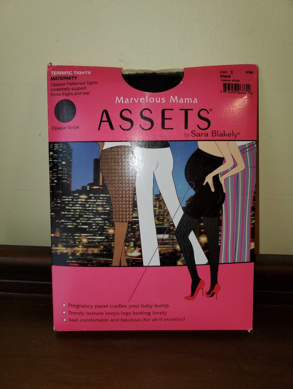 SPANX Marvelous Mama Assets Maternity Opaque Patterned Tights Black Sz 3